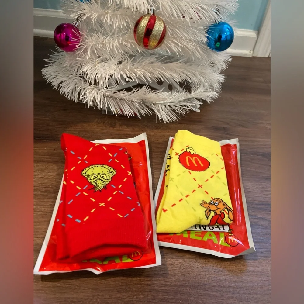 McDonald's Yellow and Red Grinch Socks - Picture 2 of 3